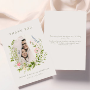 Modern Greenery Frame Photo Wedding Thank You Card