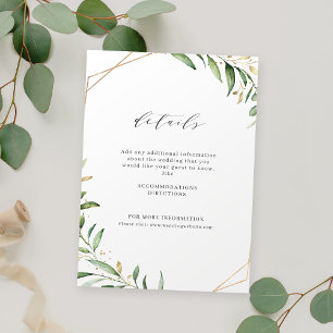 Modern Greenery Gold Geometric Rustic Wedding Enclosure Card