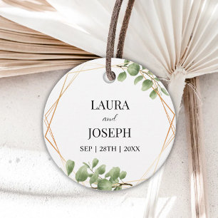 Modern Greenery Gold Geometric Rustic Wedding Favour Tags