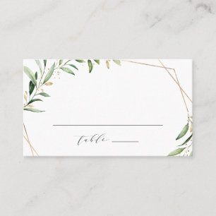 Modern Greenery Gold Geometric Rustic Wedding Place Card