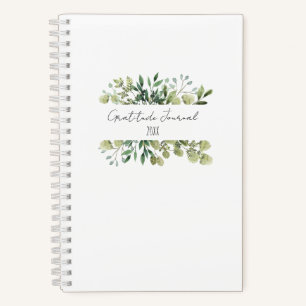 Modern Greenery Gratitude Journal Year White