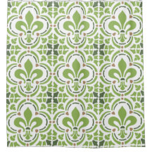 Modern Greenery Green Fleur de Lis Quatrefoil