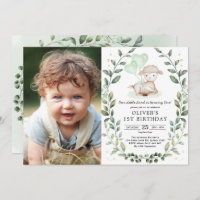 Modern Greenery Lamb Baby Sheep Birthday Party