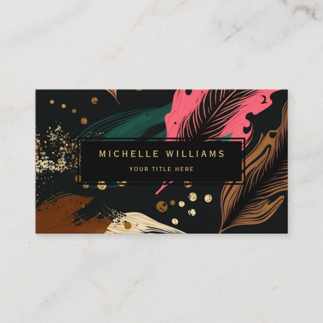 Modern Greenery Leaf Abstract Business Card (Front)