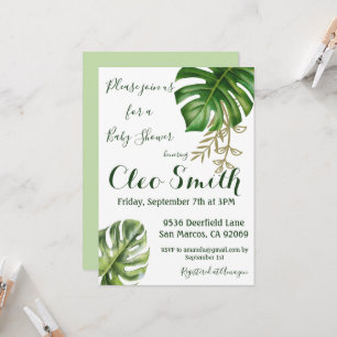 Modern Greenery Leaf Gender Neutral Baby Shower Invitation