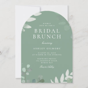 Modern Greenery Leaves Bridal Shower Brunch Invitation