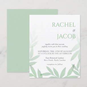 Modern Greenery Leaves Wedding Invitation