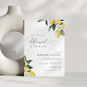 Modern Greenery Lemon Floral Rehearsal Dinner Invitation