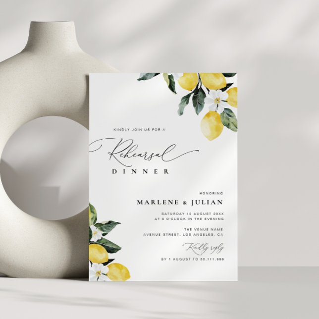 Modern Greenery Lemon Floral Rehearsal Dinner Invitation (Creator Uploaded)