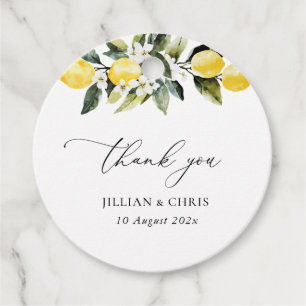 Modern Greenery Lemon Floral Wedding Thank You Favour Tags