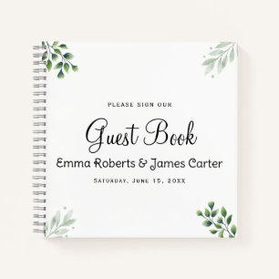 Modern Greenery Minimalist Guest Book