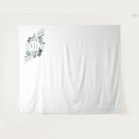 Modern Greenery Monogram Wedding Photo Backdrop