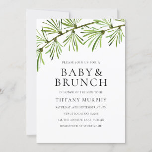 Modern Greenery Neutral Baby Shower Brunch Invite