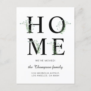 Modern Greenery New Home We've Moved Moving  Annou Announcement Postcard
