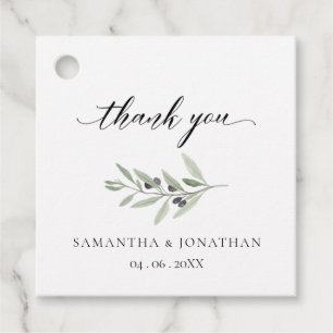 Modern Greenery Olive Oil Branch Wedding Favour Ta Tags