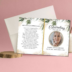 Modern Greenery Photo Celebration of Life Program