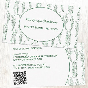 Modern Greenery QR Code Business Card