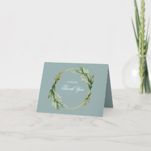 Modern Greenery Rustic Floral Thank You Card