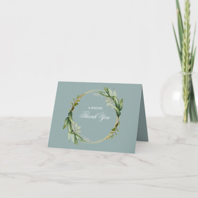 Modern Greenery Rustic Floral Thank You Card (Front)