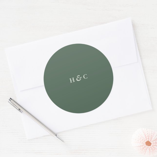 Modern Greenery Sage Moss Plain Simple Wedding Classic Round Sticker (Envelope)