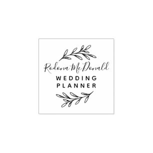 Modern Greenery Script Professional Rubber Stamp