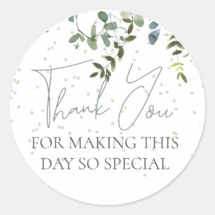 Modern Greenery Thank You Classic Round Sticker