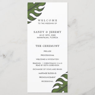 Modern Greenery Tropical Wedding Programme