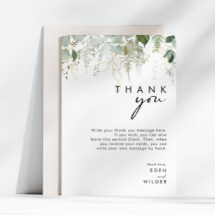 Modern Greenery Vertical Baby Shower Thank You Card