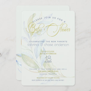 Modern  Greenery Watercolor  Couples Baby Shower Invitation