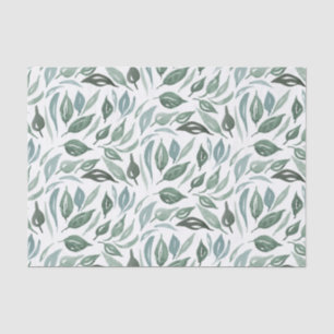Modern Greenery Watercolor Leaves Pattern Tissue Paper