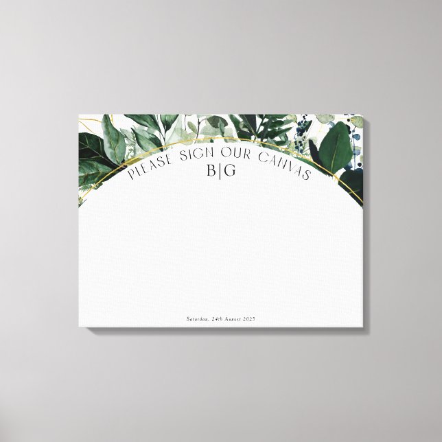 Modern Greenery wedding guest book alternative (Front)