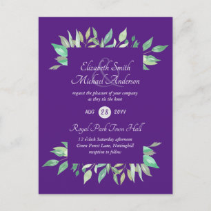 Modern Greenery Wedding Invitation Budget Postcard