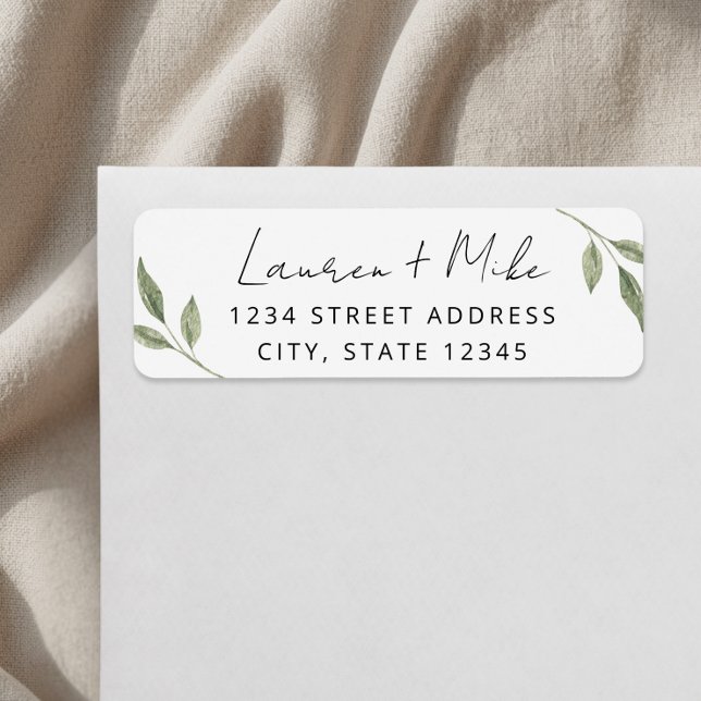 Modern Greenery Wedding Return Address Labels (Creator Uploaded)