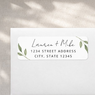 Modern Greenery Wedding Return Address Labels