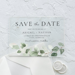 Modern Greenery Wedding Save The Date Acrylic Invitations