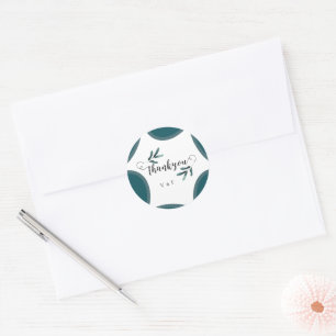Modern Greenery Wedding Thank You Classic Round Sticker