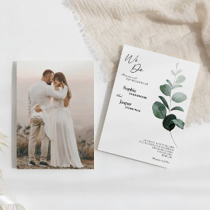 Modern Greenery White We Do Photo Wedding Invitation