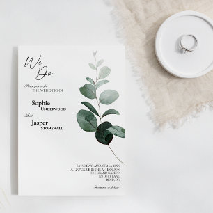 Modern Greenery White We Do Wedding Invitation