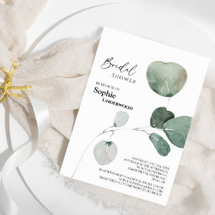 Modern Greenery White Wedding Bridal Shower Invitation