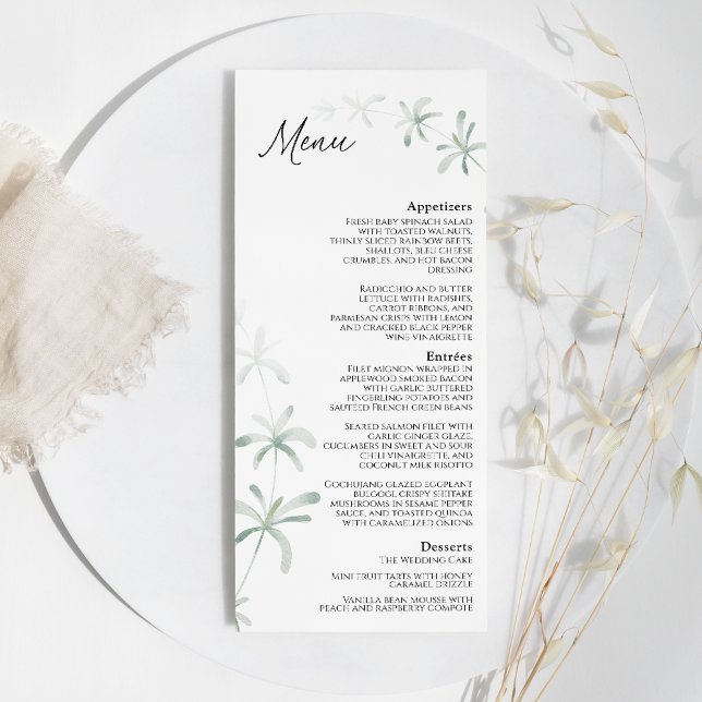 Modern Greenery White Wedding Flat Menu (Creator Uploaded)