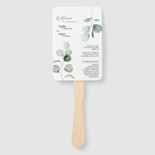 Modern Greenery White Wedding Program Fan