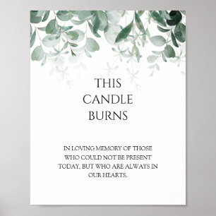 Modern Greenery White Wedding This Candle Burns Poster
