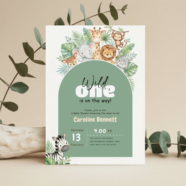 Modern Greenery Wild One Baby Shower Invitation (Creator Uploaded)