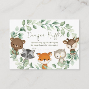 Modern Greenery Woodland Animals Diaper Raffle Enclosure Card