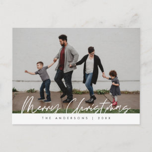 Modern Greeting,  Merry Christmas Family Photo Pos Postcard