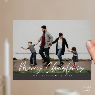 Modern Greeting,  Merry Christmas Family Photo Pos Postcard