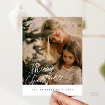 Modern Greeting,  Merry Christmas Family Photo Pos Postcard<br><div class="desc">Merry Christmas. Celebrate the season with this family photo postcard It is fully customisable and personalised with your own greeting messages. Please add your return address for easy mailing. It is simple,  easy,  yet modern minimalist and festive. This is the perfect postcard for sending your holiday wishes. Layover Calligraphy.</div>