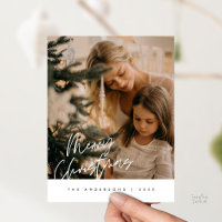 Modern Greeting,  Merry Christmas Family Photo Pos