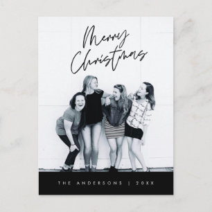 Modern Greeting, Merry Christmas Family Photo Postcard