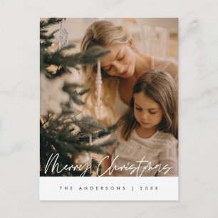 Modern Greeting,  Merry Christmas Family Photo Postcard